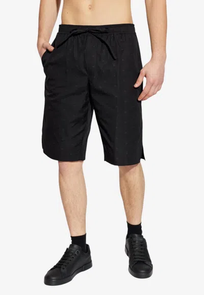Dolce & Gabbana Monogram Print Shorts In Black