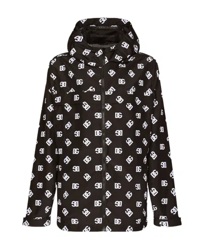 Dolce & Gabbana Monogram-print Zip-up Hoodie In Multicolor