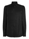 Dolce & Gabbana Pointed Collar Long Sleeves Subtle Pattern In Black