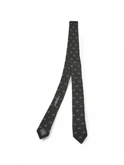 Pre-owned Dolce & Gabbana Monogram Skinny Tie In Black
