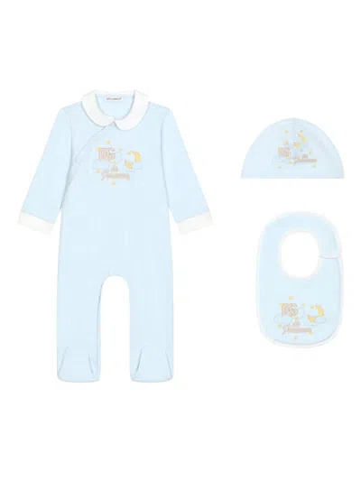 Dolce & Gabbana Moon And Star-print Babygrow Set In Blue