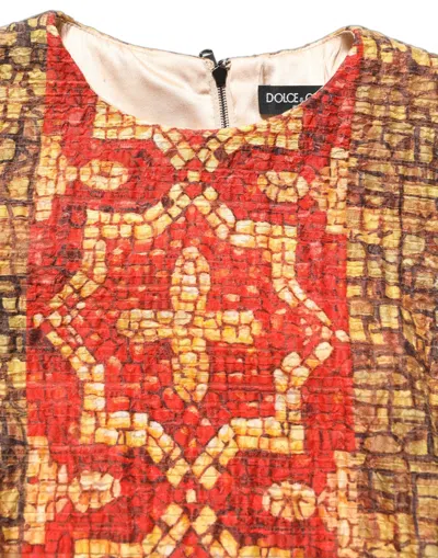 Dolce & Gabbana Mosaic Print Wool Dress In Multi