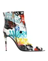 Dolce & Gabbana Multicolor Graffiti Keira Mid Calf Boots Shoes In Multi