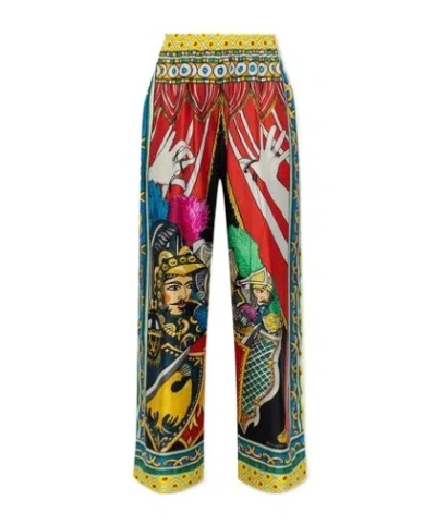DOLCE & GABBANA DOLCE  GABBANA CARRETTO PRINTED WIDE LEG PAJAMA PANTS