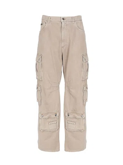 Dolce & Gabbana Multi-pocket Cargo Jeans In Stretch Denim In Beige