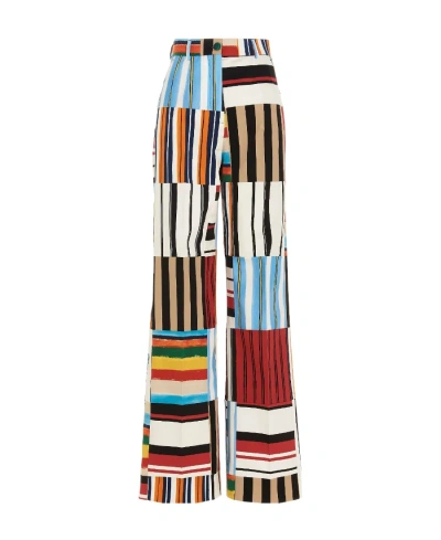 Dolce & Gabbana Multi-striped Printed Wide-leg Trousers In Multicolor