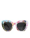 Dolce & Gabbana Multicolor Wood Crystal Brass Frame Floral Hand Paint Sunglasses In Black