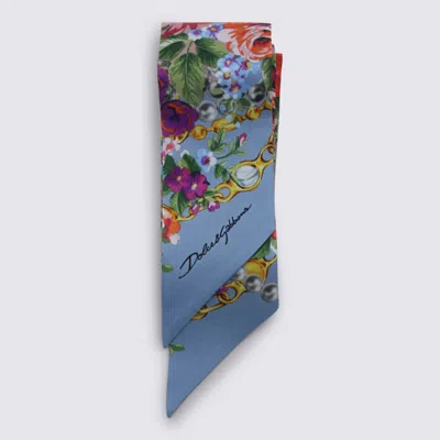 Dolce & Gabbana Multicolo Silk Scarves In Blue