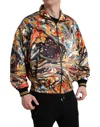 Dolce & Gabbana Multicolor Abstract Polyester Bomber Jacket In Orange
