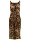 Dolce & Gabbana Mini Brown Dress With All-over Leo Print In Stretch Viscose In Multicolor