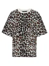 Dolce & Gabbana Crew Neck Flocked Cotton T-shirt With Animal Motif In Multicolor