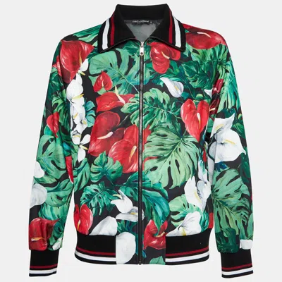 Pre-owned Dolce & Gabbana Multicolor Anthurium Print Jersey Track Jacket L