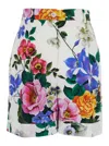 Dolce & Gabbana Multicolor Bermuda Shorts With All-over Floral Pattern Print In Cotton Woman