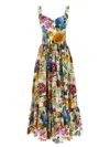 Dolce & Gabbana Multicolor Long Dress With All-over Floral Print In Cotton Woman In Multicolor
