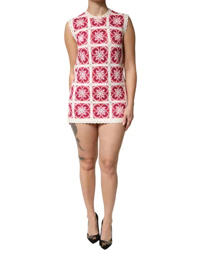Dolce & Gabbana Multicolor Brick Stitched Crochet Mini Women's Dress
