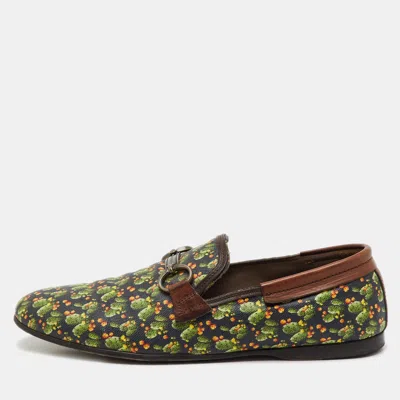 Pre-owned Dolce & Gabbana Multicolor Cactus Print Canvas And Leather Amalfi Smoking Slippers Size 41