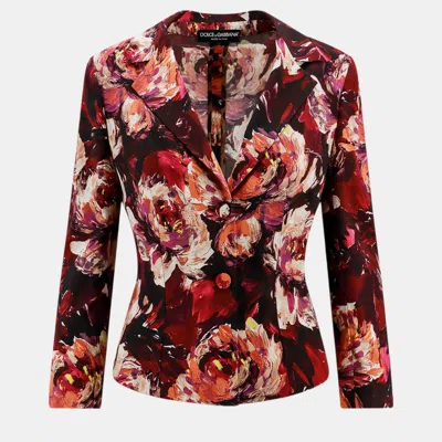 Pre-owned Dolce & Gabbana Multicolor Cady Peonie Flower Print Blazer It 46