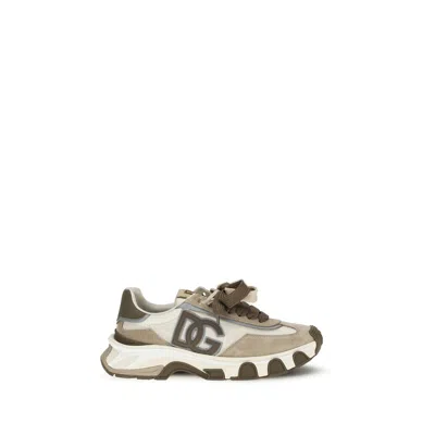 Dolce & Gabbana Multicolor Calf Leather Bos Taurus Athletic Sneakers In Brown