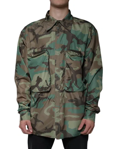 Pre-owned Dolce & Gabbana Multicolor Camouflage Button Down Men's Shirt ()