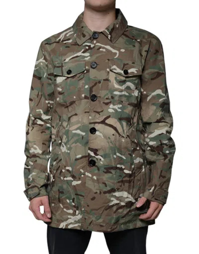 Pre-owned Dolce & Gabbana Multicolor Camouflage Collared Coat Men's Jacket ()