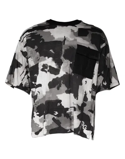 Dolce & Gabbana Multicolor Camouflage Cotton Crewneck T-shirt In Black