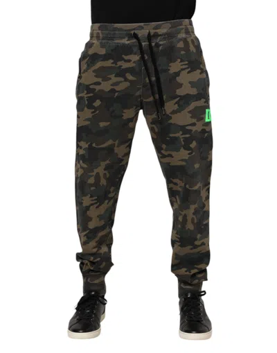 Dolce & Gabbana Multicolor Camouflage Cotton Men Jogger Pants In Brown
