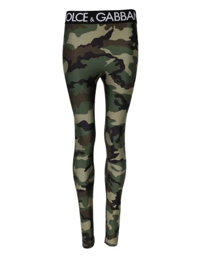 Dolce & Gabbana Multicolor Camouflage Dg Waist Leggings Pants