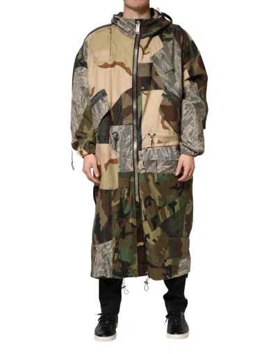 Pre-owned Dolce & Gabbana Multicolor Camouflage Hooded Raincoat Men's Jacket ()