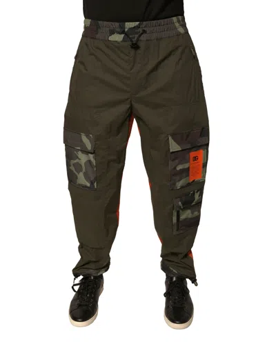 Dolce & Gabbana Multicolor Camouflage Jogger Cargo Men's Pants In Green