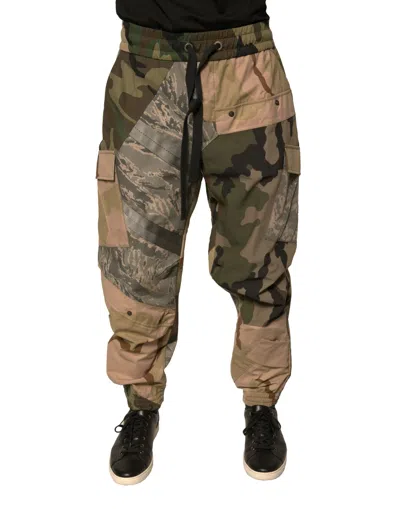Dolce & Gabbana Multicolor Camouflage Jogger Sweatmen's Men's Pants In Green