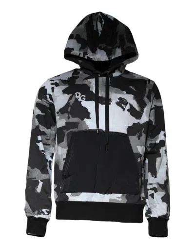 Pre-owned Dolce & Gabbana Multicolor Camouflage Men Hooded Men's Sweater ()