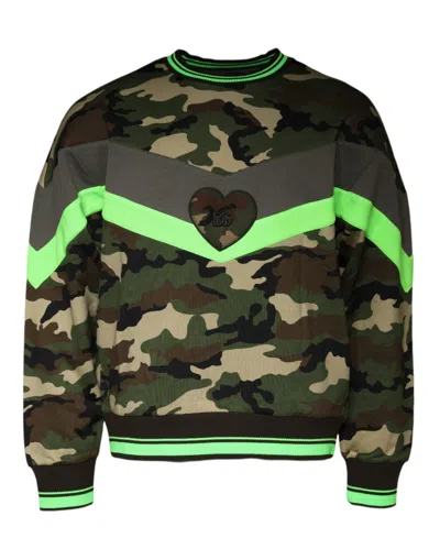 Pre-owned Dolce & Gabbana Multicolor Camouflage Sweatshirt Men's Sweater ()