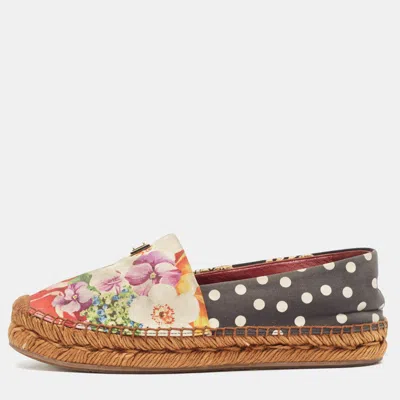 Pre-owned Dolce & Gabbana Multicolor Canvas Espadrille Flats Size 38