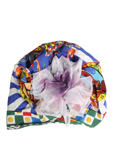 Dolce & Gabbana Multicolor Carretto Motif Turban Headwear Women's Hat
