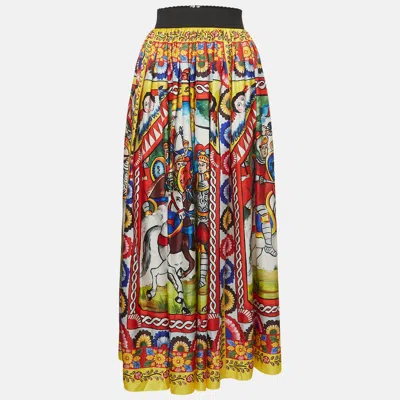 Pre-owned Dolce & Gabbana Multicolor Carretto Print Cotton Midi Skirt M