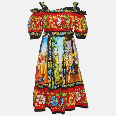 Pre-owned Dolce & Gabbana Multicolor Carretto Print Cotton Short Dress Xs
