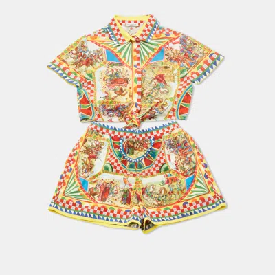 Pre-owned Dolce & Gabbana Multicolor Carretto Print Cotton Top & Shorts Set 7/8 6 Yrs