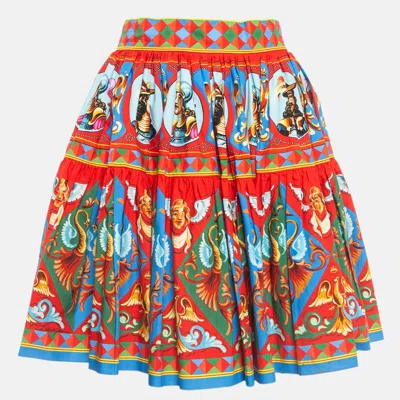 Pre-owned Dolce & Gabbana Multicolor Carretto Print Gathered Mini Skirt S