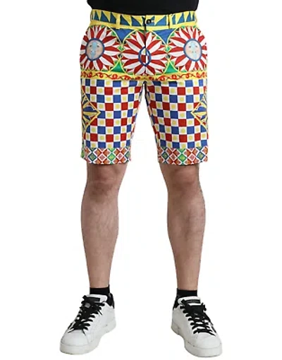 Pre-owned Dolce & Gabbana Multicolor Carretto Print Men Bermuda Shorts