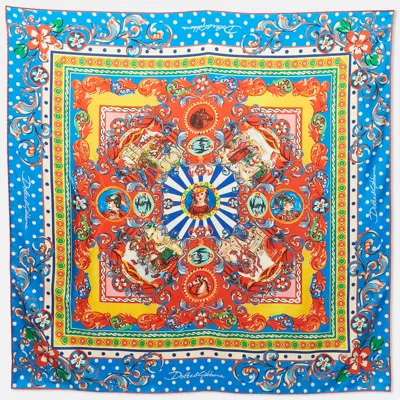Pre-owned Dolce & Gabbana Multicolor Carretto Print Satin Scarf