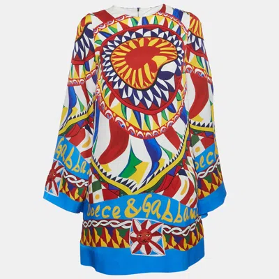 Pre-owned Dolce & Gabbana Multicolor Carretto Print Silk Mini Dress M