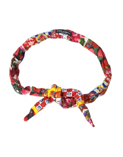 DOLCE & GABBANA MULTICOLOR CARRETTO PRINT WAIST BELT