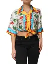 Dolce & Gabbana Multicolor Chili Silk Cropped Blouse Women's Top In Multi