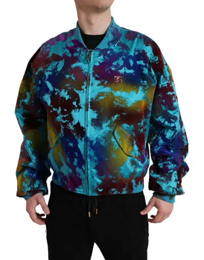 Dolce & Gabbana Multicolor Colour Splash Zip Bomber Jacket