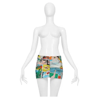 Pre-owned Dolce & Gabbana Multicolor Comic Book Print Super Mini Skirt In Gray