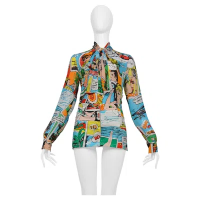 Pre-owned Dolce & Gabbana Multicolor Comic Book Print Top In Gray