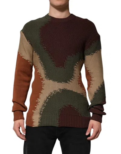 DOLCE & GABBANA DOLCE & GABBANA MULTICOLOR COTTON ABSTRACT MEN PULLOVER MEN'S SWEATER