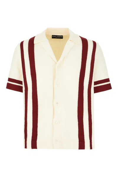Dolce & Gabbana Multicolor Cotton Blend Shirt In Whitered