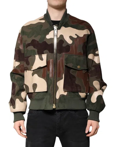 DOLCE & GABBANA DOLCE & GABBANA MULTICOLOR COTTON BOMBER FULL ZIP MEN'S JACKET