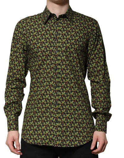 Pre-owned Dolce & Gabbana Multicolor Cotton Cactus Gold Men Formal Men's Shirt ()